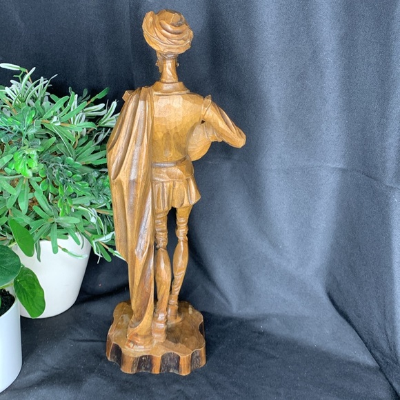 Large vintage hand carved wooden figure with instrument - Picture 5 of 16